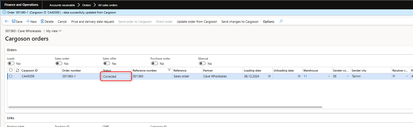 D365fo Cargoson Data Updates