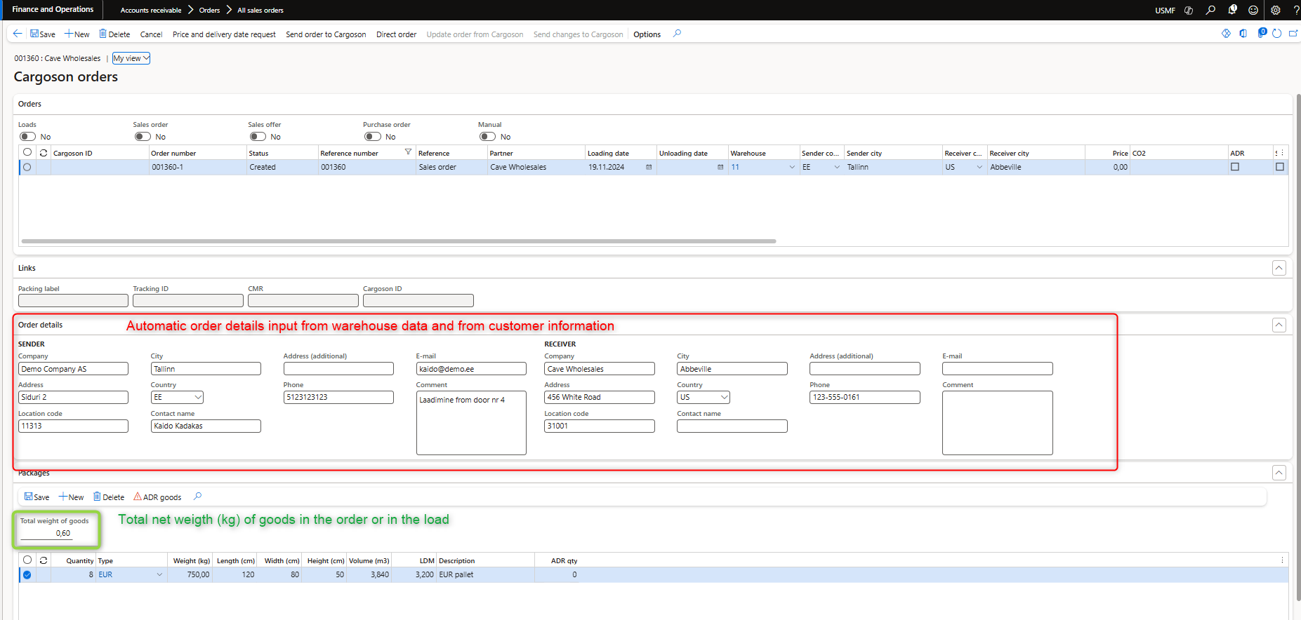 D365fo Cargoson Transport Orders 1